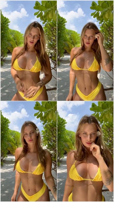 OF Darja Sobakinskaja Big Tits Model in yellow bikini, show her tight not virgin ass and pussy.