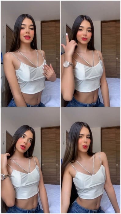 18yo Valen Mejia Star in white bra and sexy tits.