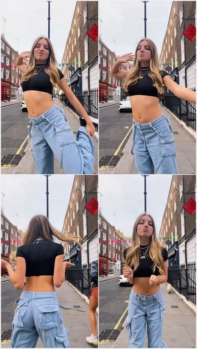 Sexy girl AnnaKate Dooley - teen dance in tight jeans. Beautiful 18yo tiktok and instagram star, download free video.