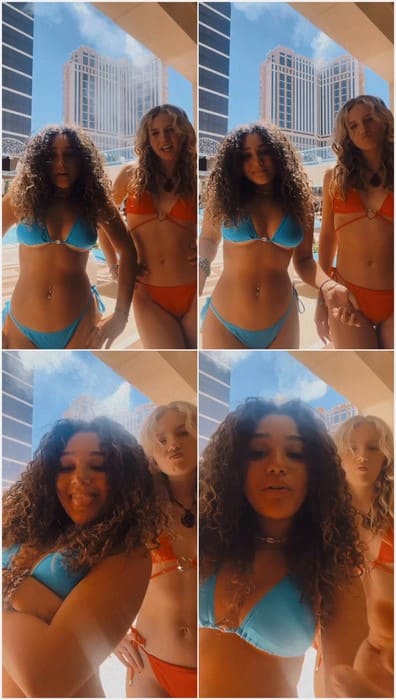 Corinne Joy bikini video with other girl. Dancing and bouncing tits! Leaked and rare video for you absolutly free.