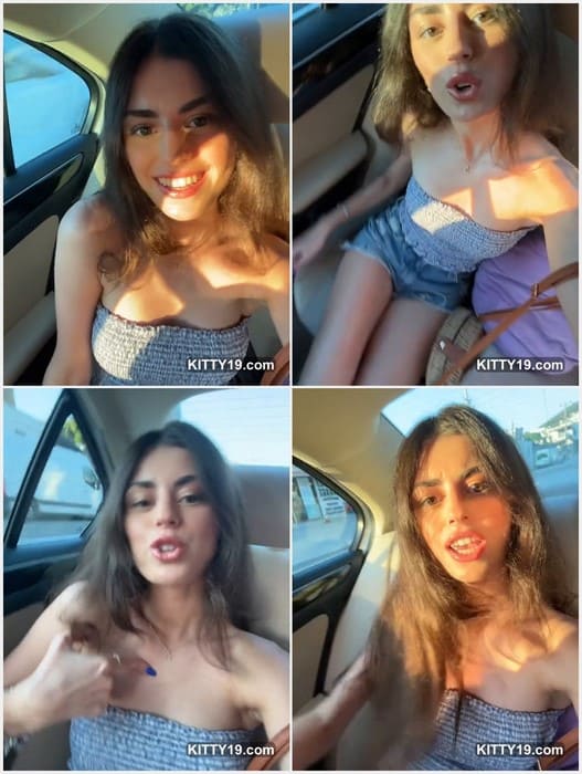 Young and popular Tiktok star Eedaatas flash her small tits in car for your.