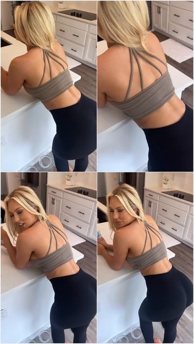 Blonde big tits model Kaelee Rene onlyfans leaked video. Sexy model on the kitchen waiting big cock in her big fitness ass.