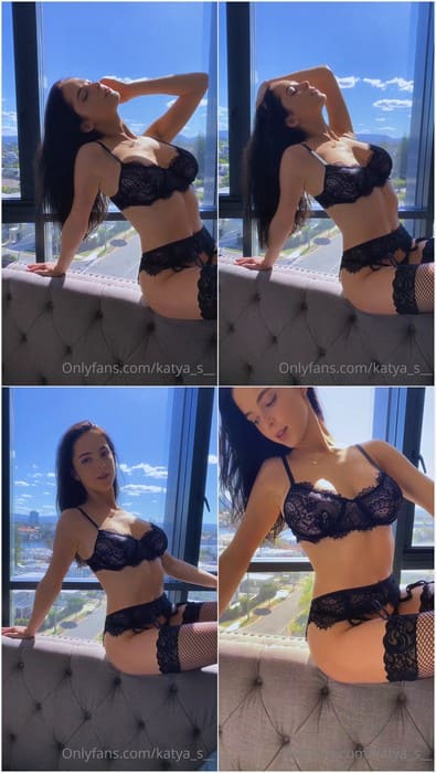 Katya_s Onlyfans young Russian teen in sexy black lingerie touch her pussy and waiting your dick.