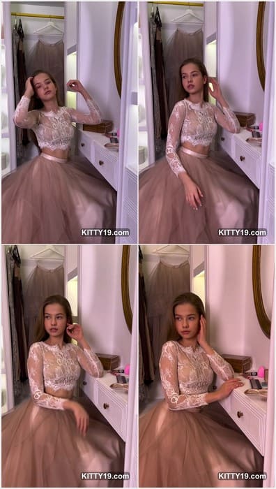 Teen Russian fashion model Maria Talanova in beauty dress. Leaked full video.