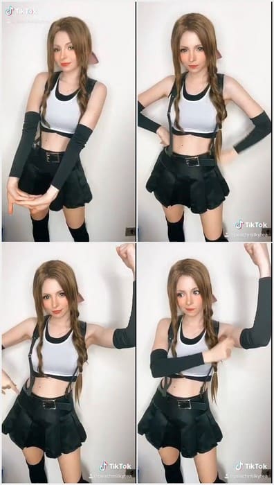 18yo American tiktok girl PeachMilky nude blonde cosplay girl. Full NSFW video absolutly free video.