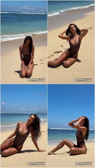 Lenniiez model videoshooting on the beach. Her hot young tits wet and hot and she need massive cumshot on tits.