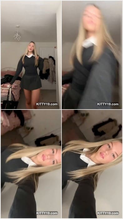 Schoolgirls uniform sexy blonde star with hot legs and pussy. Sexy and beauty UK college girl for you on leaked tiktok video.