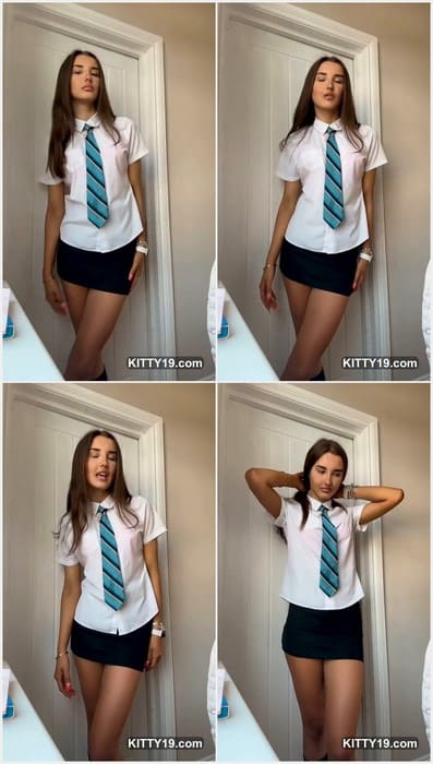 Schoolgirls uniform girl from college bathroom posing and showing her pussy lips in dirty panties.