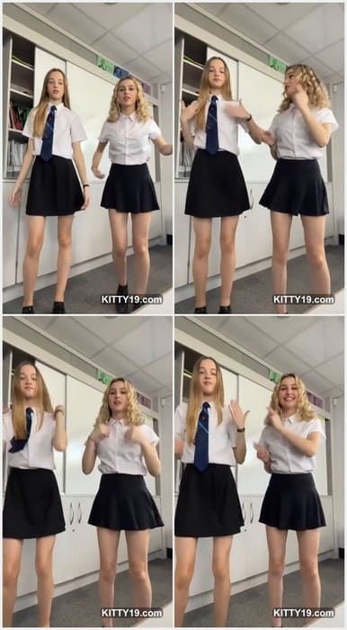 Schoolgirls uniform pussies in sexy black skirt, dancing and show their pussies. Sexy and beauty college girl dancing hot.