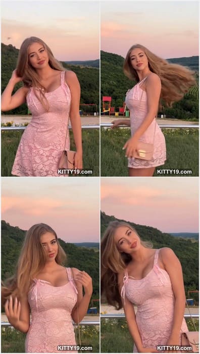 Teen beauty model Alina Bernevec and hot body in pink tight dress, she is waiting sugardaddy and sex for money. She is beauty and hot babe!