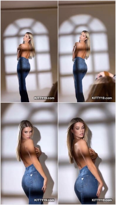 Justyna Zednikova sexy ass in tight jeans and showing her perfect natural big boobs. Sexy model, super instagram star on leaked video.