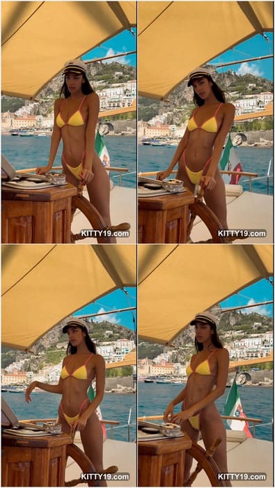 Luna Piombanti bikini show on the yacht, where her waiting boyfriend with big dick and want fuck her asshole now.