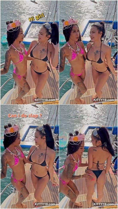 Ae Thai anal sex lover with her big boobs onlyfans lesbian friend on the yacht with rich white guys!